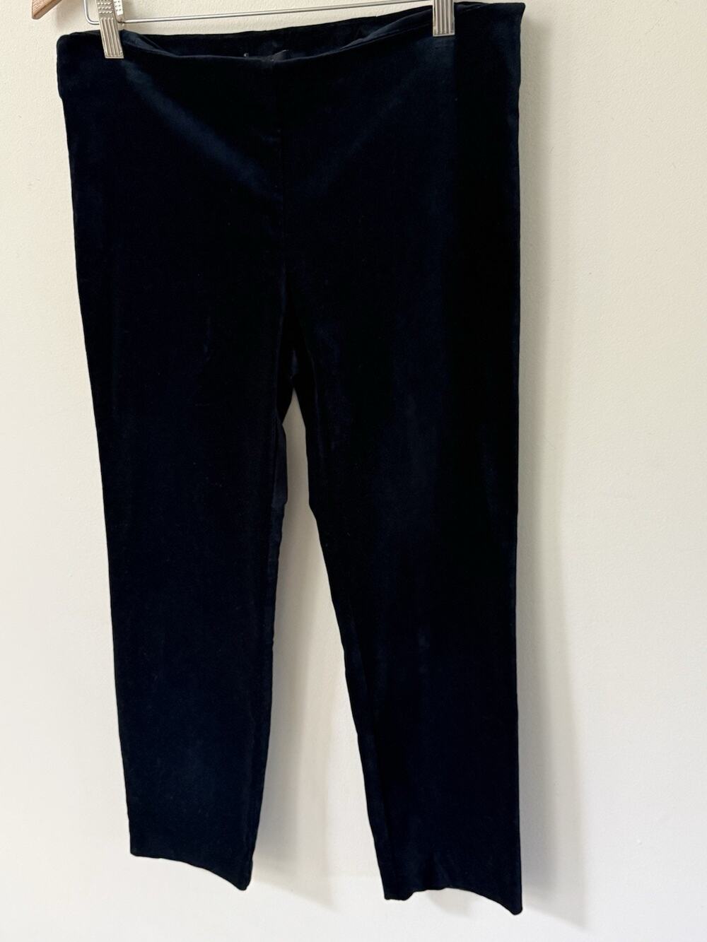 DREW Womens Velvet Flat Front Pants Size 8 Black Side Zip Closure Event Holiday